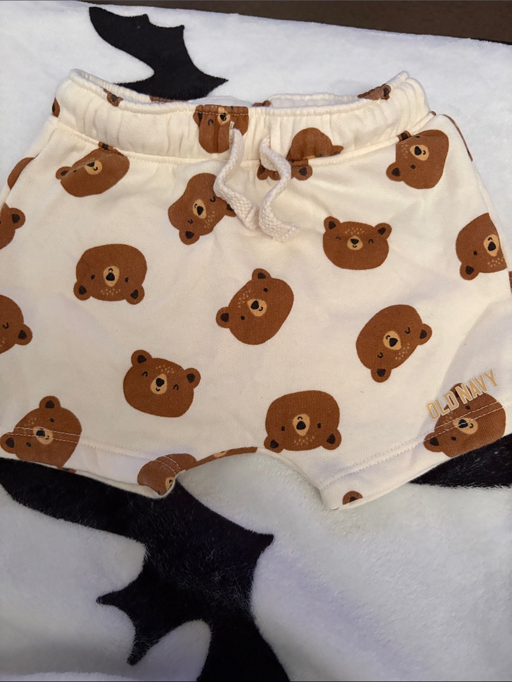 Old Navy Cream Shorts with Brown Bears